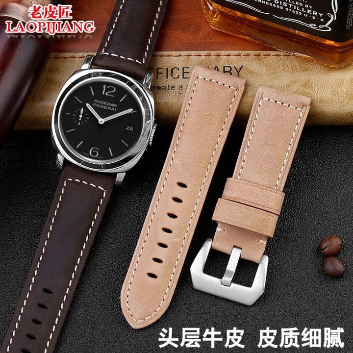 hot-sale-alternative-matte-leather-watch-strap-mens-handmade-pam111-441-crazy-horse-22mm