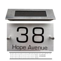 【LZ】✜▤  Address House Number PersonalizedWaterproof Solar Power Led Light House Number Street Sign Plaque Multifunctional Address Sign