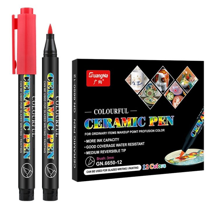 12-24-colors-high-temperature-oven-baked-ceramic-marker-pen-set-extra-soft-brush-tip-acrylic-paint-pens-for-rockstonewood