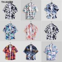 2023 summer vacation style short-sleeved floral male Hawaiian beach sun protection jacket Sanya