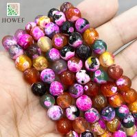 Frost Red Multicolor Cracked Dream Fire Dragon Veins Agates Round Beads Natural Stone For Bracelet Jewelry Making 15 39; 39; Inch 8mm