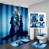 【CW】♨❖☍  Ava Printed  Shower Curtain Anti-slip Set Toilet Rugs K04