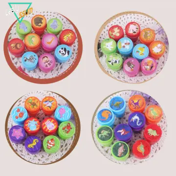 10pcs/Set Children Toy Stamps Cartoon Animals Fruits Kids Seal For