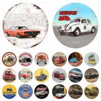 Vintage Round Wooden Tin Painting Sign Plaque Wall Car Posters for Bar Home Wood Painting Wall Decor Art Poster Decor RG-001