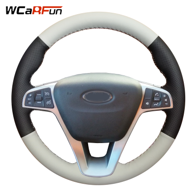 WCaRFun Leather Car steering wheel Cover for Lada Vesta 2015 2016 2017 2018 2019 Xray 2015-2019Steering-Wheel Handlebar Braid