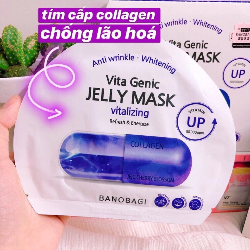 Hộp 10 miếng mặt nạ Banobagi Vita Genic Jelly Mask 10x30g mẫu mới - Tím: bổ sung collagen