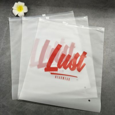 Custom logo printed matte frosted ziplock bags pvc zip lock packaging for T Shirt Swimwear Garment