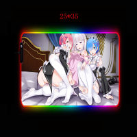 Mairuige Rem Re Zero Anime Girl RGB Gaming Illumination Mouse Pad Large Computer Mousepad LED Backlight Mause Pad Keyboard Mat