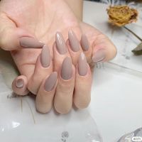24pcs Almond Nude Color False Nails Artificial Press On Ballet Fake Nail Design DIY Full Cover Tips Manicure Acrylic Nail Tools