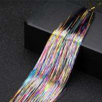 CNABPC 200 strands โฮโลแกรม Sparkle hair tinsel ส่วนขยาย dazzles 90cm Women ฮิปปี้