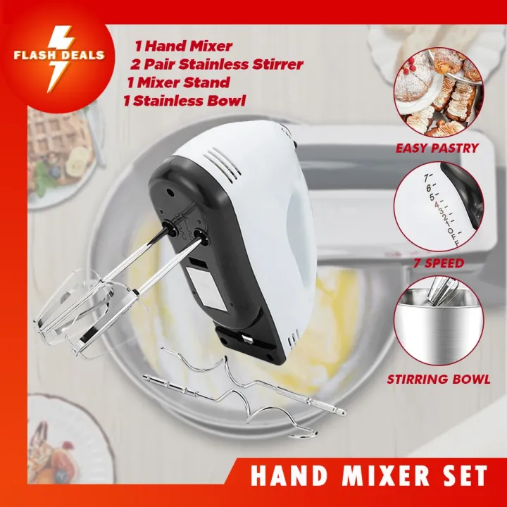 Best Hand Mixer with Stand and Stainless Steel Bowl Authentic Food