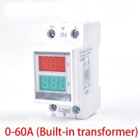 DIN AC 160-275V โวลต์มิเตอร์60A 0-100A,แอมมิเตอร์แผงจอแสดงผลแอลอีดีมิเตอร์วัดแรงดันไฟฟ้าปัจจุบันพร้อมหม้อแปลง