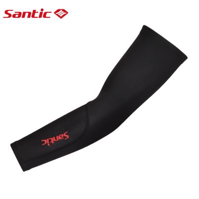 เครื่องอุ่น Arm Sepeda ปลอกแขนเสื้อขี่จักรยานฤดูหนาว Santic,อุปกรณ์บาสเกตบอลปลอกอุปกรณ์รัดแขนวิ่งออกกำลังกายปลอกแขนขี่จักรยานอุปกรณ์ป้องกันกีฬาภายนอกอาคาร