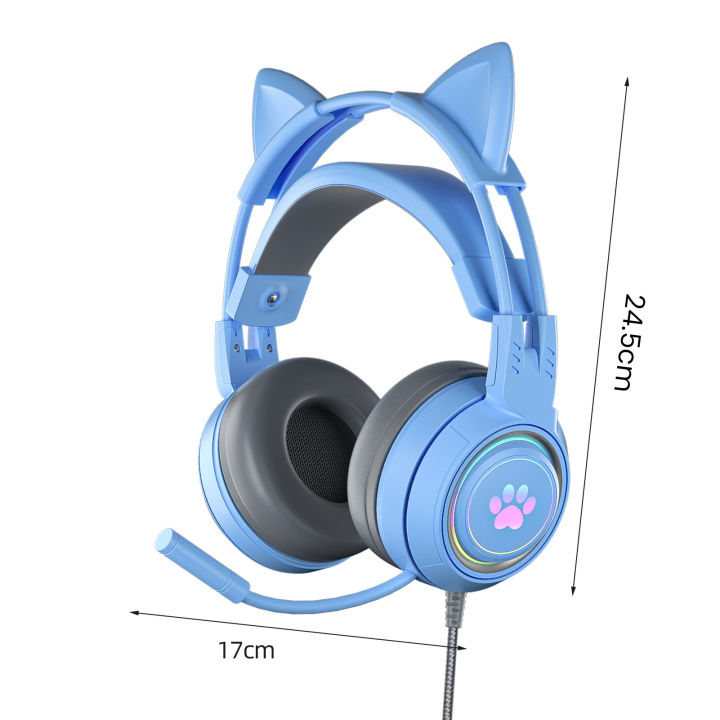ซี่-g25เฮดโฟนแบบมีสายหูแมวแบบถอดได้-หูฟังเกมรอบทิศทาง-usb-3-5มม-ลดเสียงรบกวนสำหรับแล็ปท็อป