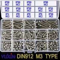 280PcsSet A2-70 304 Stainless Steel DIN912 M3 M4 M5 M6 M8 Allen Bolt Hex Socket Round Cap Head Screw Bolts Assortment Kit Set