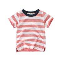 1-10 years old childrens clothing 100 cotton boys and girls tops fashion striped short sleeve childrens T-shirt