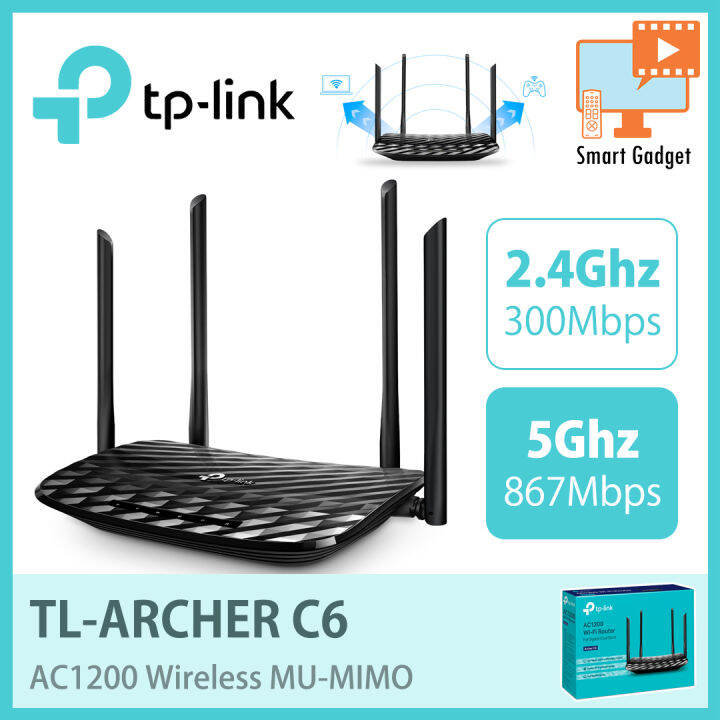 TP-Link ARCHER C6 MU-MIMO AC1200 Dual-Band 2.4Ghz +5Ghz WiFi Router ...