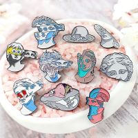 hot【DT】 Cartoon characters of Abstract Brooches Pins Distortion dislocation Gypsum sculpture badge Enamel  Jewelry