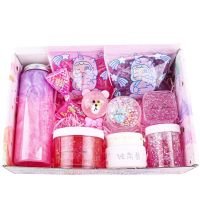 【Ready】? Slime foaming glue set box m family girl heart fairy spirit crystal mud hug milk fake water blind bag gift box