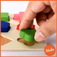 KUDOSTH บล็อคไม้ถาดหลุม รูปทรงเรขาคณิต เรียนรู้เศษส่วน สีสันสดใส เสริมพัฒนาการเด็ก ของเล่นมอนเตส ของเล่นเสริมพัฒนาการ