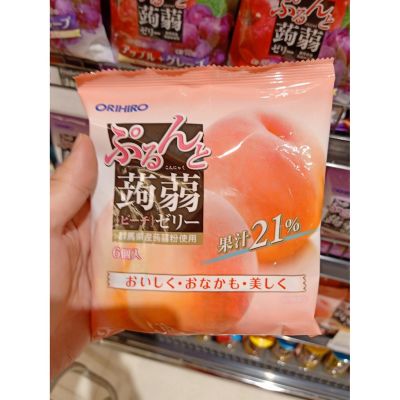อาหารนำเข้า🌀 Japanese jelly jelly candy mixed with orange juice 18% HISUPA DK ORIHIRO PURUNTO KONJAC POUNCH ORANGE JELLY 120Gpeach