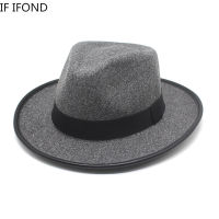 ผู้ชายผู้หญิงขนสัตว์รู้สึก Fedoras หมวกแฟชั่นขอบวินเทจโค้งปีกหมูพายฤดูใบไม้ร่วงฤดูหนาวปานามาแจ๊สหมวก