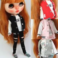 G 1PCS Blyth Doll Clothes Fashion Jacket, Hole Pants, Headband For Blyth , Azone1/6 Doll Essories