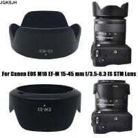 JQKSJH ABS เลนส์ฮูดสีดำ EW-53 49มม. แผ่นป้องกันกันฮู้ดกล้องสำหรับ Canon EOS M10 EF-M อุปกรณ์เสริมกล้อง15-45มม.