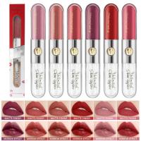 2 In 1 Lipstick And Gloss Glow Lip Gloss High Pigmented Shine Non-Sticky Lip Stain Waterproof Lipstick For Women Mirror Effect Double Head Lip Gloss Double Sided Lip Gloss there