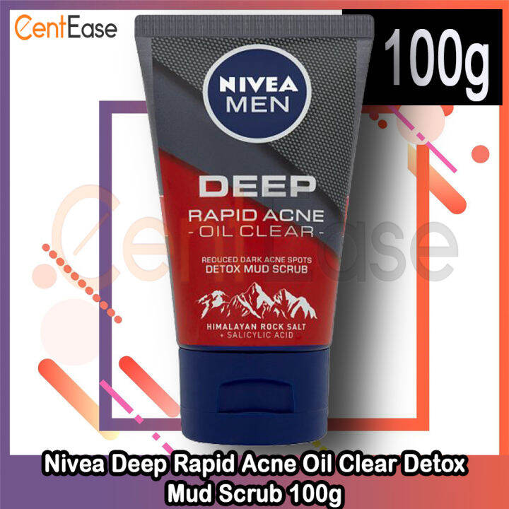 Nivea Deep Rapid Acne Oil Clear Detox Mud Scrub 100g (Exp: Mar 2024 ...