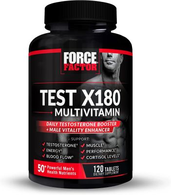 Force Factor (120 Tablets) Test X180 Multivitamin for Men Plus Testosterone Support with All 13 Essential Vitamins, for Muscle, Strength, Men’s Health, and Performance, Daily Multivitamin วิตามิน