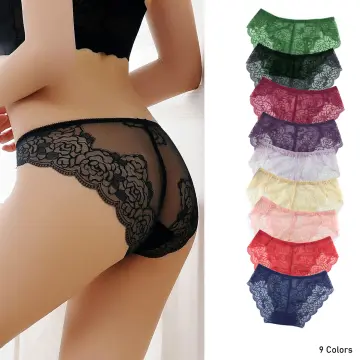 6pcs/lot Ice Silk Panties Sexy Women Underwear Floral Lace