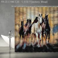 【CW】✲  Shower Curtains Horses Painting Abstract Fabric Set Hooks