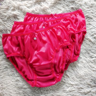 กางเกงในบิกินี่ ผ้าวาโก้ นิ้มลื่น สีแดง กางเกงในผู้หญิง กางเกงไนล่อนเกรดพรีเมี่ยม  แพ็ค 3 ตัว&nbsp;ไซส์ L  Bikini Woman Underwear Nylon Briefs สะโพก 32-38 นิ้ว&nbsp;