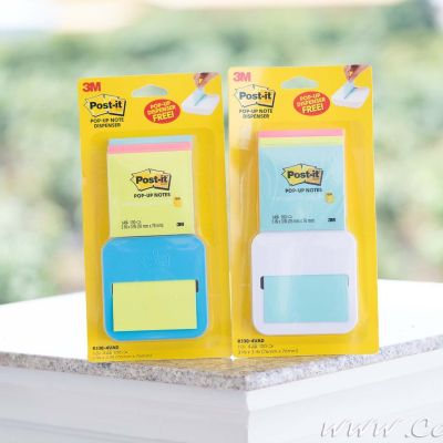 โพสต์อิทโน้ต แท่น Pop-Up สูญญากาศ พร้อมกระดาษโน้ต Post-it สีฟ้า