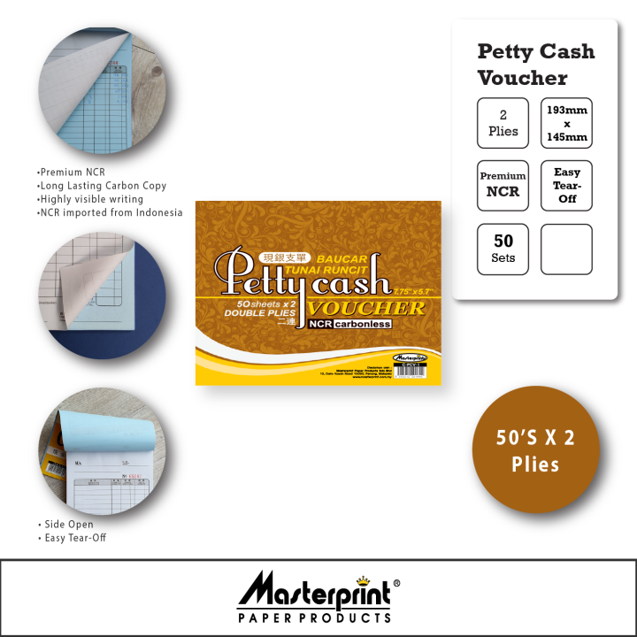 Holbé Pack of 4 Cash Receipt Duplicate Book A6 Size Carbonless / 50
