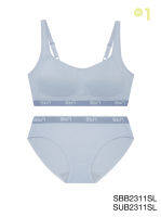 Sabina Set ชุดชั้นใน Invisible Wire (ไม่มีโครง) รุ่น Sbn Sport รหัส SBB2311+SUB2311 สีเทาอ่อน