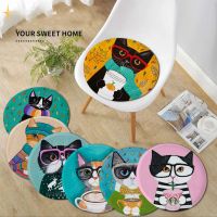 卐▥☾ Coffee Cat Decorative Seat Pad Household Cushion Soft Plush Chair Mat Winter Office Bar Chair Indoor outdoor Cushions