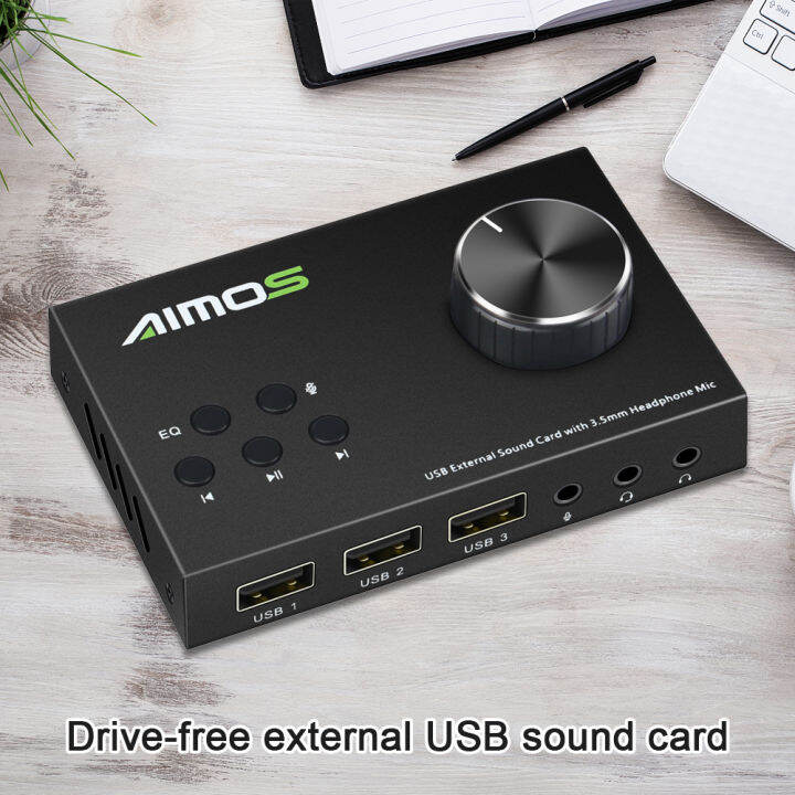 External USB Sound Card Audio Microphone 3.5mm Jack Soundcard for Mic