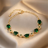 Design Female Personality Niche Simple Light Luxury Zircon Green Adjustable Stone