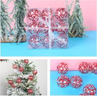 9pcs 6cm Christmas Ball set Refined court glitter flowers Hanging pendant Xmas trees drop Crystal Wedding New year Home decor