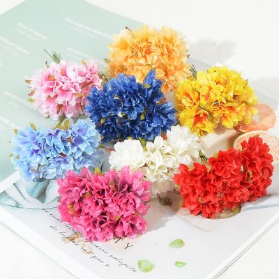 ☽ 6/60pcs Silk Mini Rose Artificial Flowers Bouquet For Wedding Party Decoration DIY Scrapbooking Wreath Craft Fake Flower