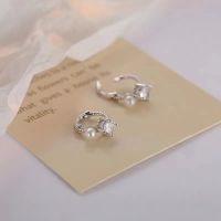 [COD] Korean version simple single diamond pearl earrings femininity earbone ring super stud trendy