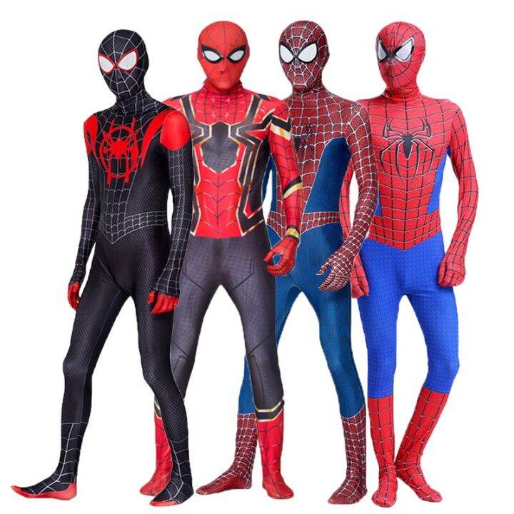 new-miles-far-from-home-marvel-cosplay-costume-zentai-spiderman-costume-superhero-bodysuit-spandex-suit-for-kids-adult