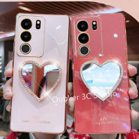 เคสโทรศัพท์ VIVOV29 VIVO V29 Pro V29e 5G 4G เคส ปลอกข้อเสนอสุดฮอตดีไซน์ใหม่รูปหัวใจไรน์สโตนกระจกแต่งหน้าไฟฟ้าอัลตร้าบางกันกระแทกปกอ่อน Case 2023