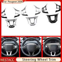 3PCs ABS Chrome Car Steering Wheel Cover Trim Decoration Sticker for Peugeot 2008 208 308 2015 2016 2017 2018 Accessories