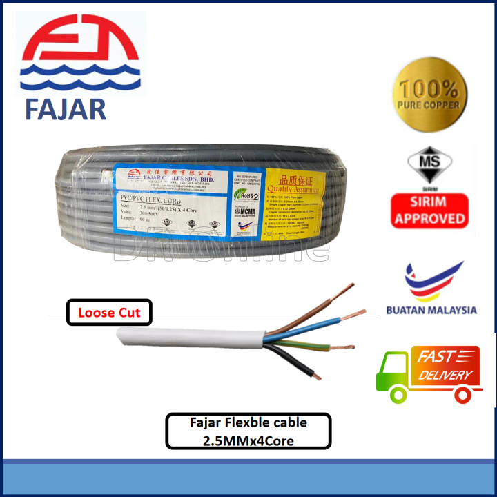 Fajar Flexble Cable 1.5mm X 4Core / 2.5mm X 4core Per Meter,loose Meter ...