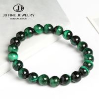 JD 681012มิลลิเมตรสีเขียวเสือตาลูกปัดสร้อยข้อมืออินเทรนด์สร้อยข้อมือหินธรรมชาติสำหรับผู้หญิงโชคดีผู้ชายเครื่องประดับ