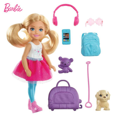 Barbie Chelsea Travel Doll with Puppy Carrier Accessories Barbie Club Chelsea Dress-Up Doll Toy for Girl Gift FWV20