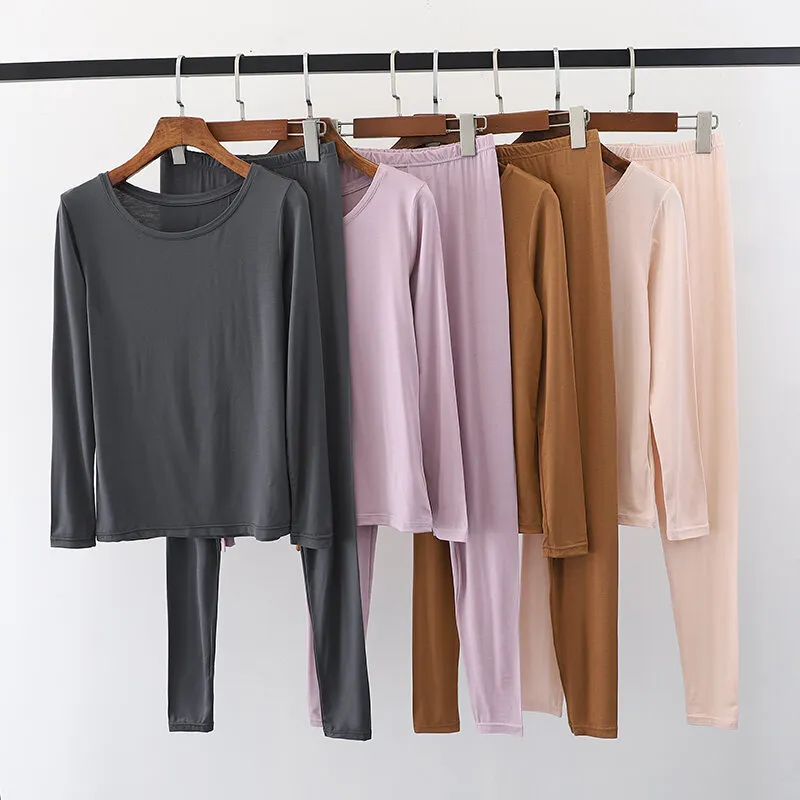 Thermal Underwear Round Neck Winter Inner Wear Tops Clothes Pants Suit